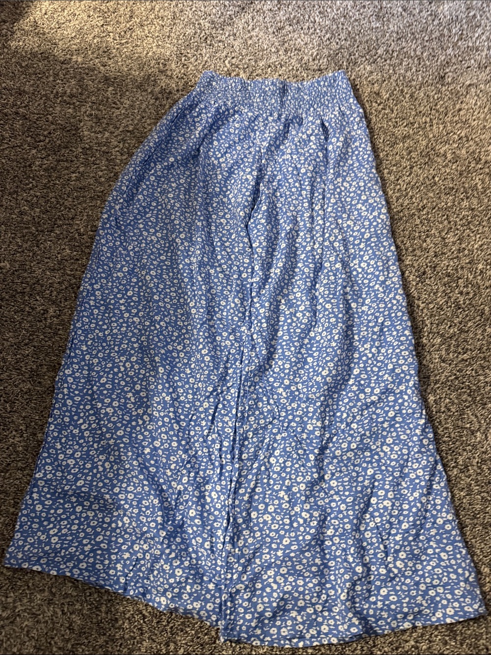 Blue Floral Wide-Leg Pants - Women's Summer Style